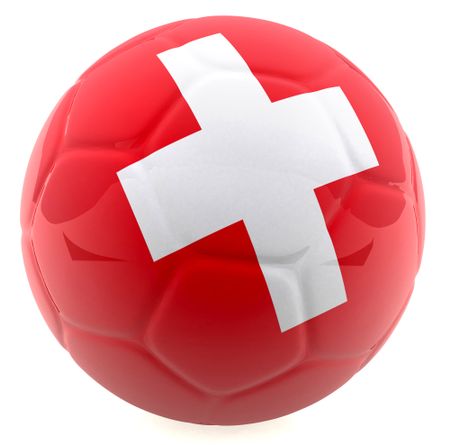 3D football with the flag of Switzerland - isolated over a white background