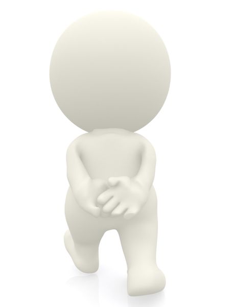 3D person walking  with hands behind - isolated over a white background