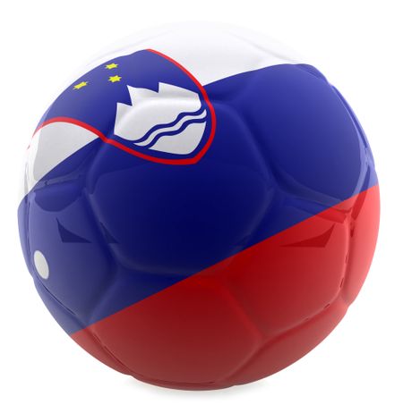 3D football with the flag of Slovenia - isolated over a white background
