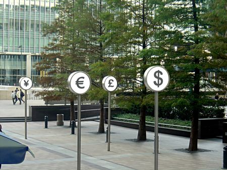 Currency Symbols shown in Canary Wharf