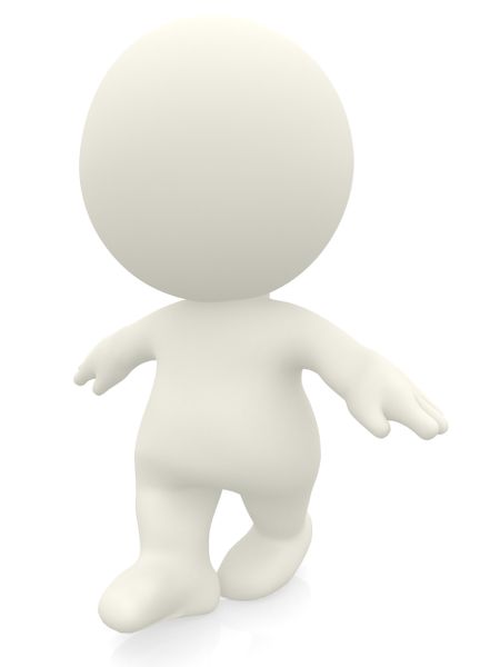 3D man balancing isolated over white