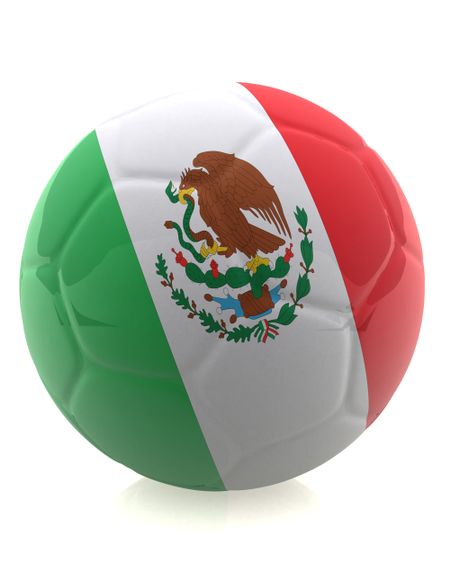3D football with the flag of Mexico - isolated over a white background