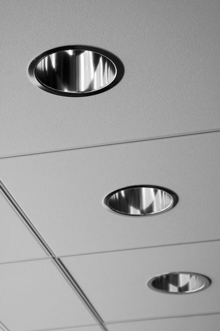 Light fixtures in office ceiling