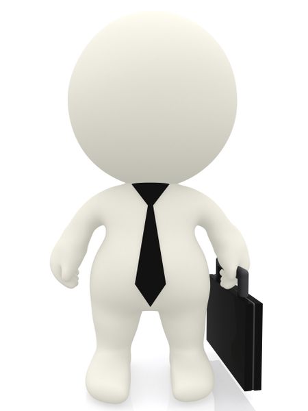 3D business man with a briefcase isolated over a white background