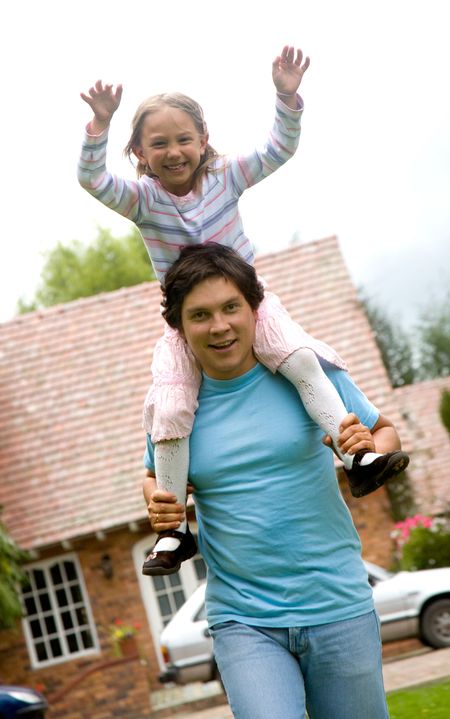 father and daugther having fun at home