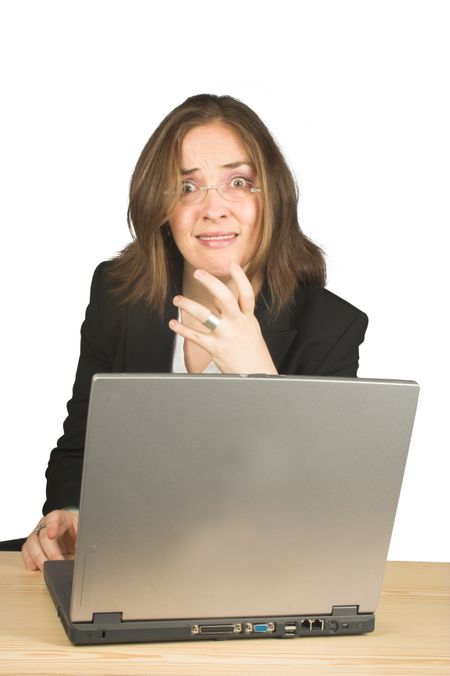 business woman very nervous on her computer