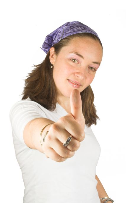 casual woman giving the "ok" sign