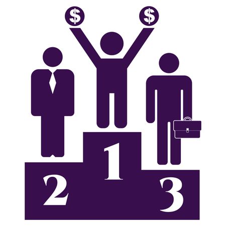 Vector Illustration of Purple Prize Winning Podium Stand Icon

