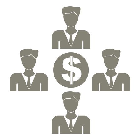 Vector Illustration of Gray Persons with Dollar symbol in center Icon
