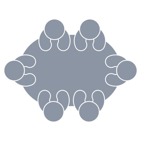 Vector Illustration of Group Person Table Icon in Gray
