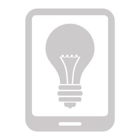 Vector Illustration of Gray Tablet with Bulb Icon

