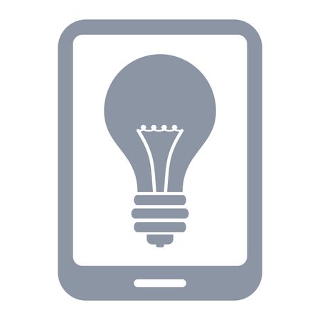 Vector Illustration of Smart Phone Bulb Icon in Gray
