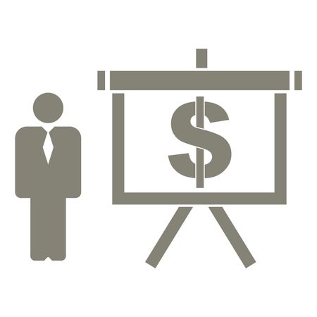 Vector Illustration of Person vs Dollar Icon in Gray

