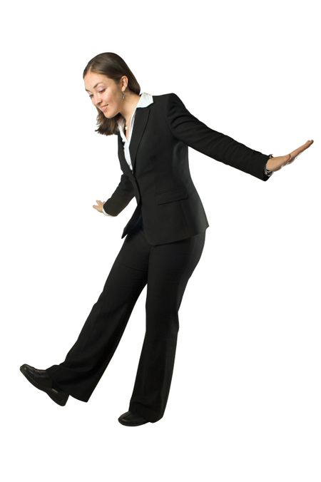 business woman trying to avoid falling