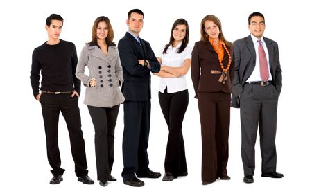 business team formed by young entrepreneurs isolated over a white background