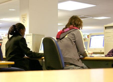 Students Studying at a library