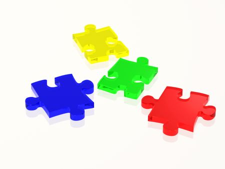 puzzle pieces in bright colours
