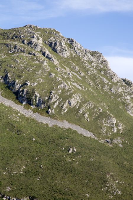 Peak at Picos de Europa Mountains outside Riensena, Spain