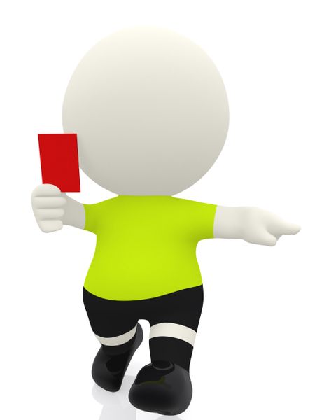 3D Referee showing a red card - isolated over white