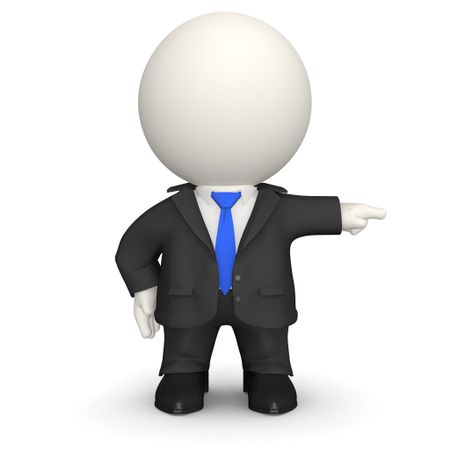 Bossy businessman in 3D - isolated over a white background