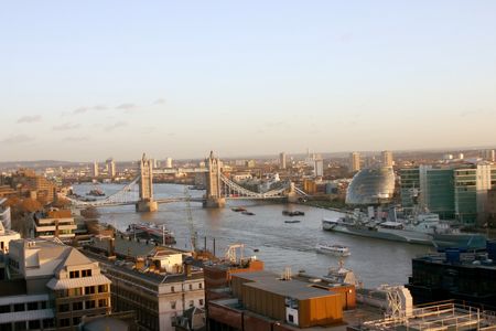 London Skyline including the Town Hall, Tower Bridge and the River Thames