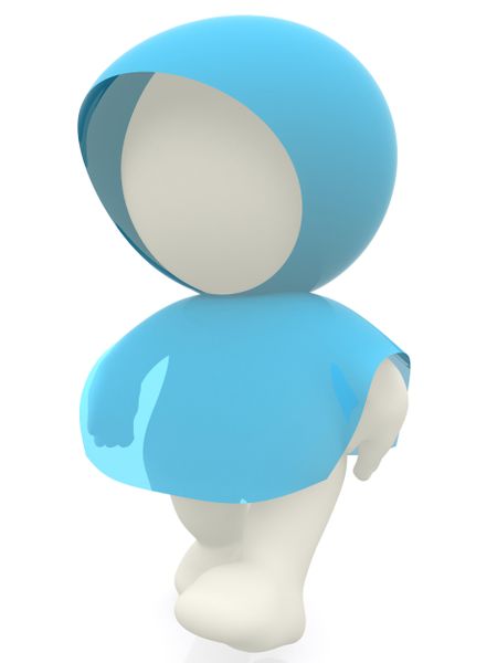 3D man with a rain poncho - isolated over a white background