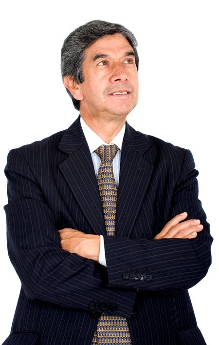confident senior business man portrait - isolated over a white background