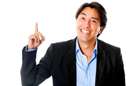 Man having a business idea - isolated over a white background